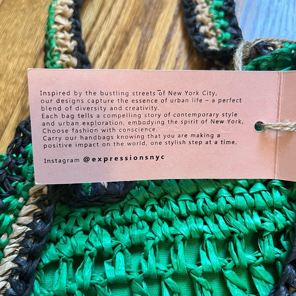 NWT E N EXPRESSIONS Woven Boho Tote Bag Vegan - Picture 4 of 13